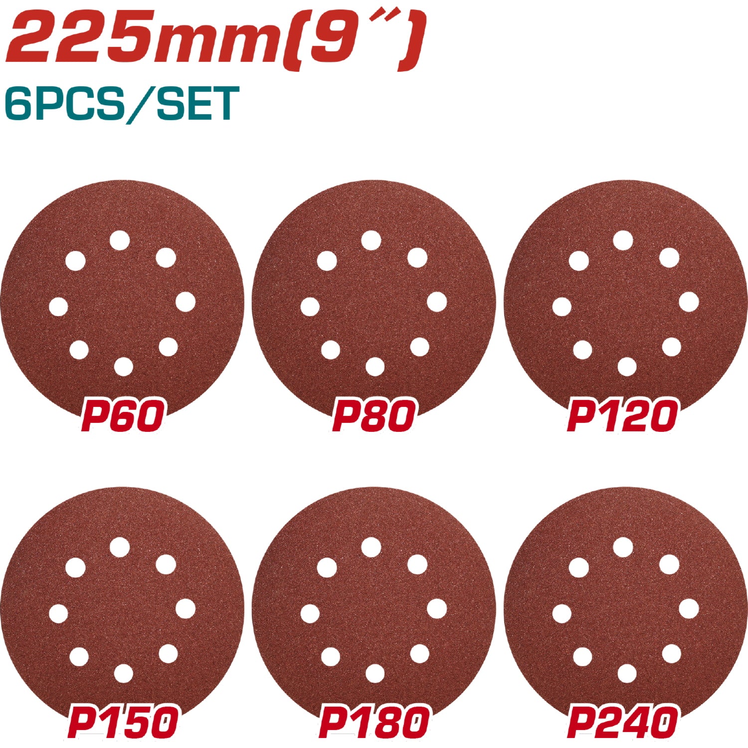 Lija circular para lijadora de drywall Compatible con máquina UTWS10501. 6 hojas. Granos varios