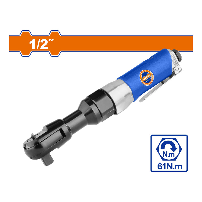 Ratchet Llave de trinquete de aire neumática 1/2" 61Nm 150rpm Sin enchufe rápido. Escape frontal.
