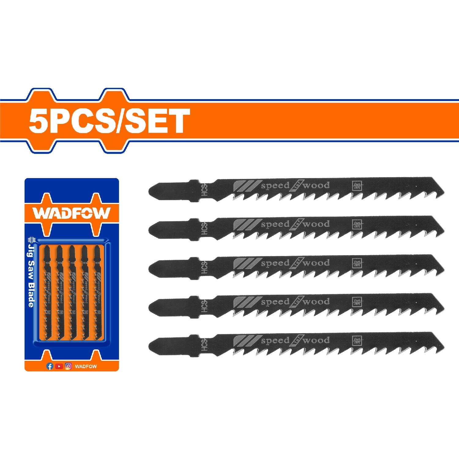 Hojas para sierra  caladora HCS Velocidad en Madera. 74mm. (6 dientes) Set de 5 pzas. Dientes mixtos.