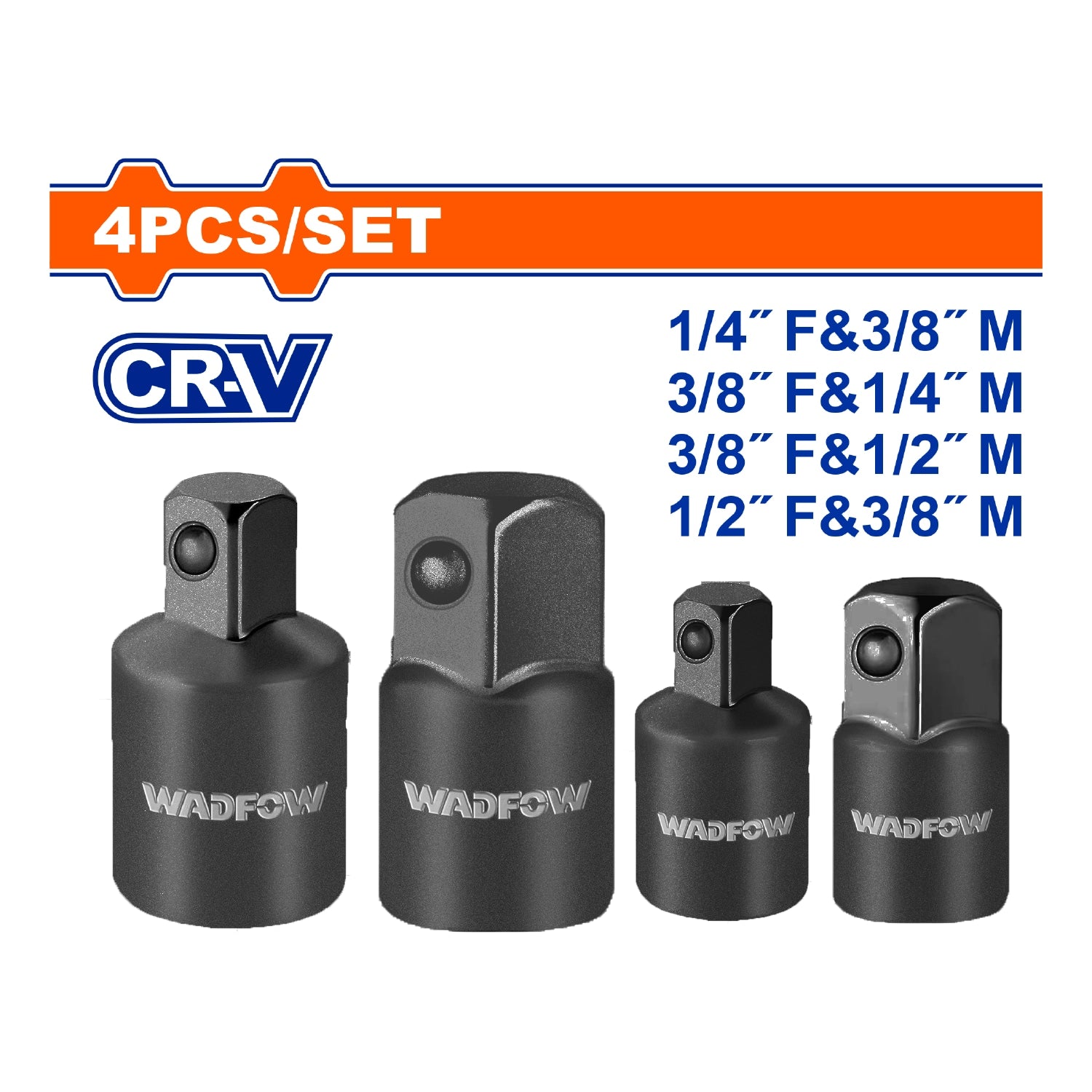 Adaptadores para dado de Impacto. Material: CR-V Set de 4 piezas. Enchufes de impacto.