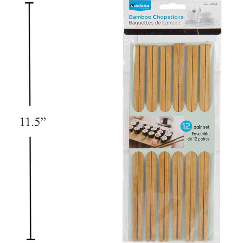 Luciano Palillos chinos de bambú chopsticks de 12 pares de 9.5 "L
