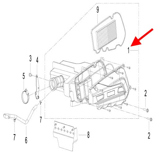 Ensablaje de filtro de aire (K-BLADE125)