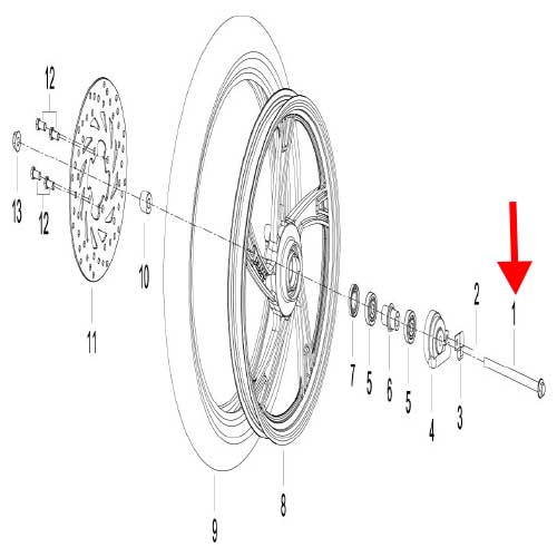 Eje de rueda delantera (K-BLADE125)