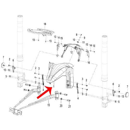 Guardabarros delantero I negro con calcomanias (TRK502X)