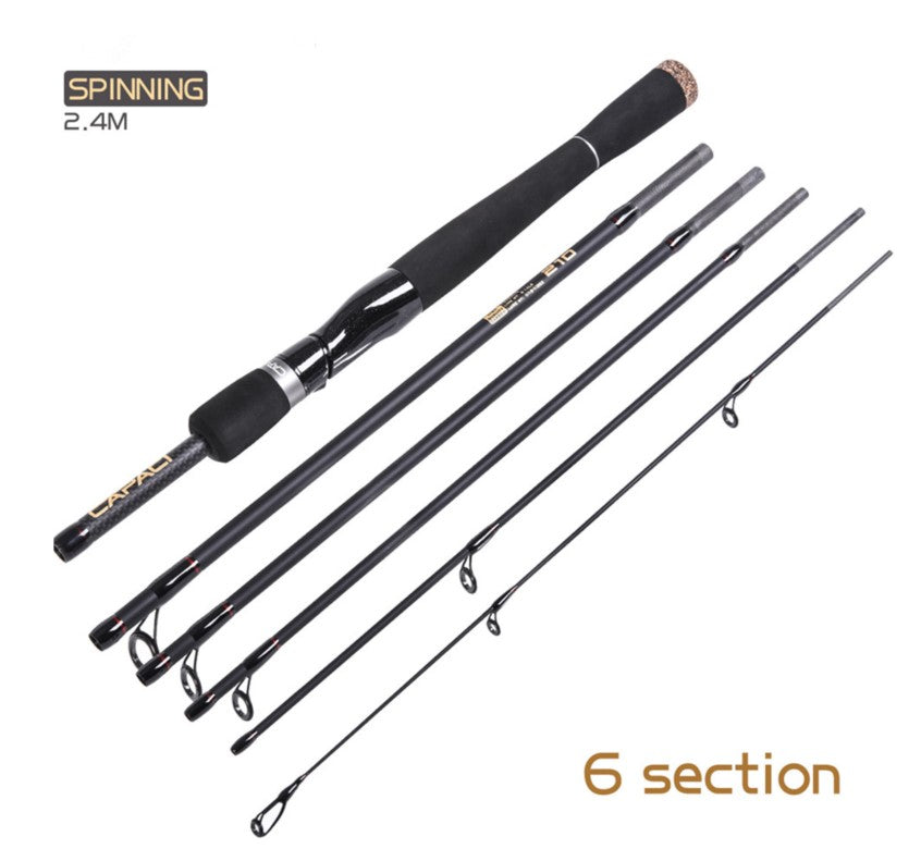 Caña de pescar 2.4 m Spining 6 secciones