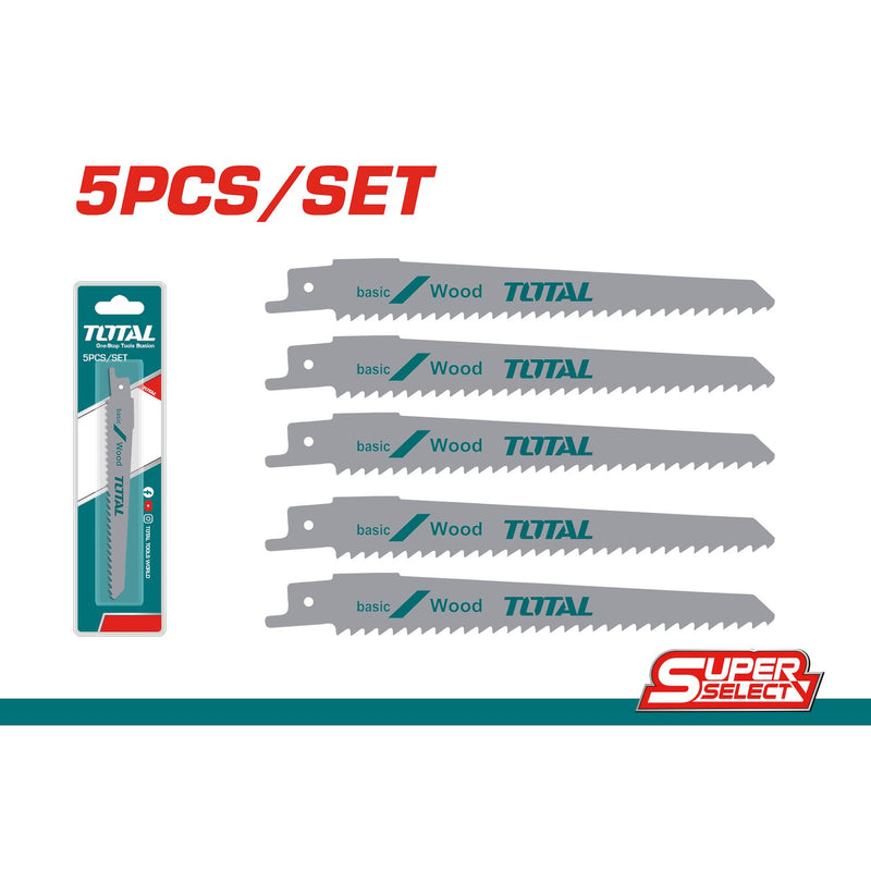 Hojas Sierra Sable Reciproca para Madera. 6 dientes por pulgada. Set de 5 hojas.