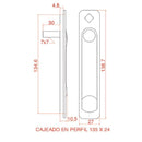 Manilla Embutida Operador Multipunto. Cuadrillo de 8X8. Acabado Pintado Negro