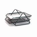 Bandejas metálicas de 2 niveles tamaño carta para escritorio, color negro