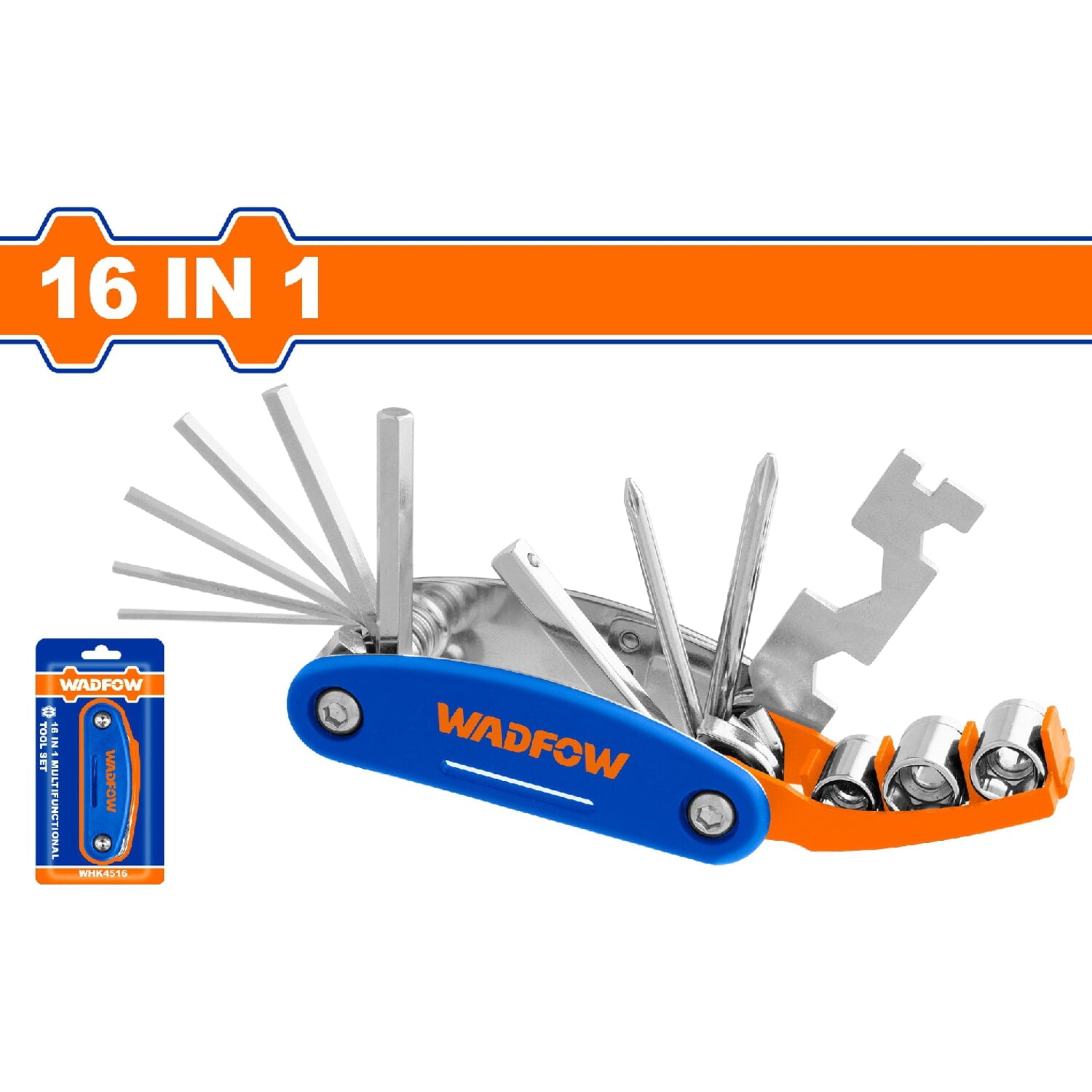 Navaja multifuncional de 16 operaciones. (Llave hexagonal, destornillador, adaptador) (16 pzas.)