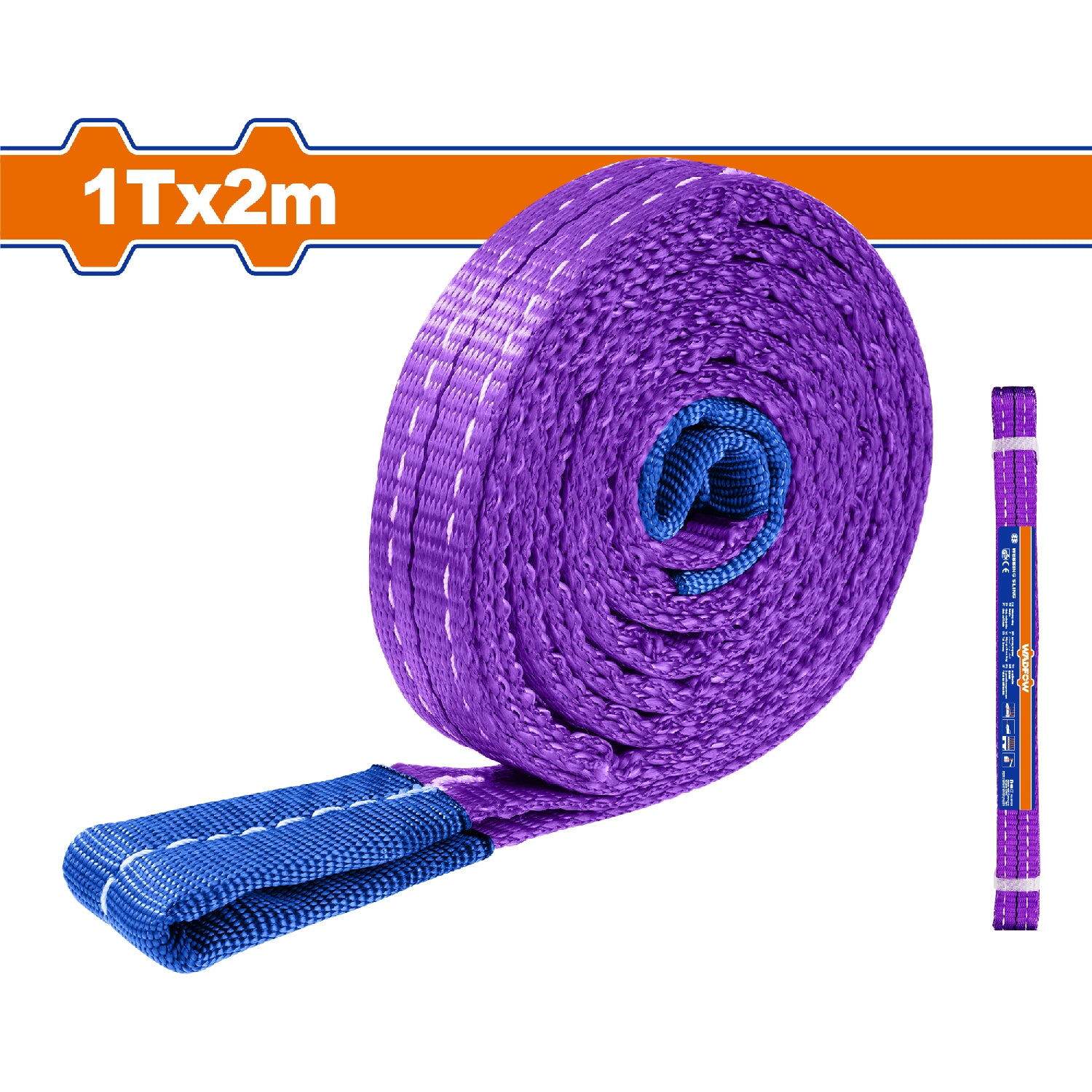 Cinta de Eslinga 1 T x 2m. 2 capas. 100% Poliestér. Seguridad: 5:1. Arnés económico y adaptable.
