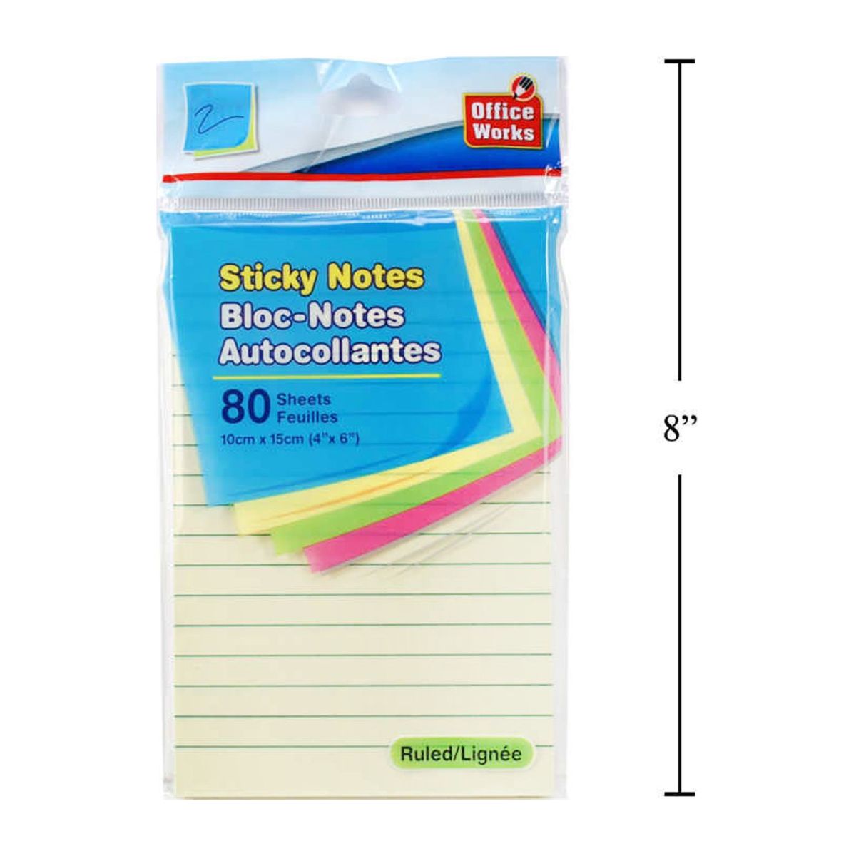 Notas autoadhesivas con rayas de 80 hojas, PBH