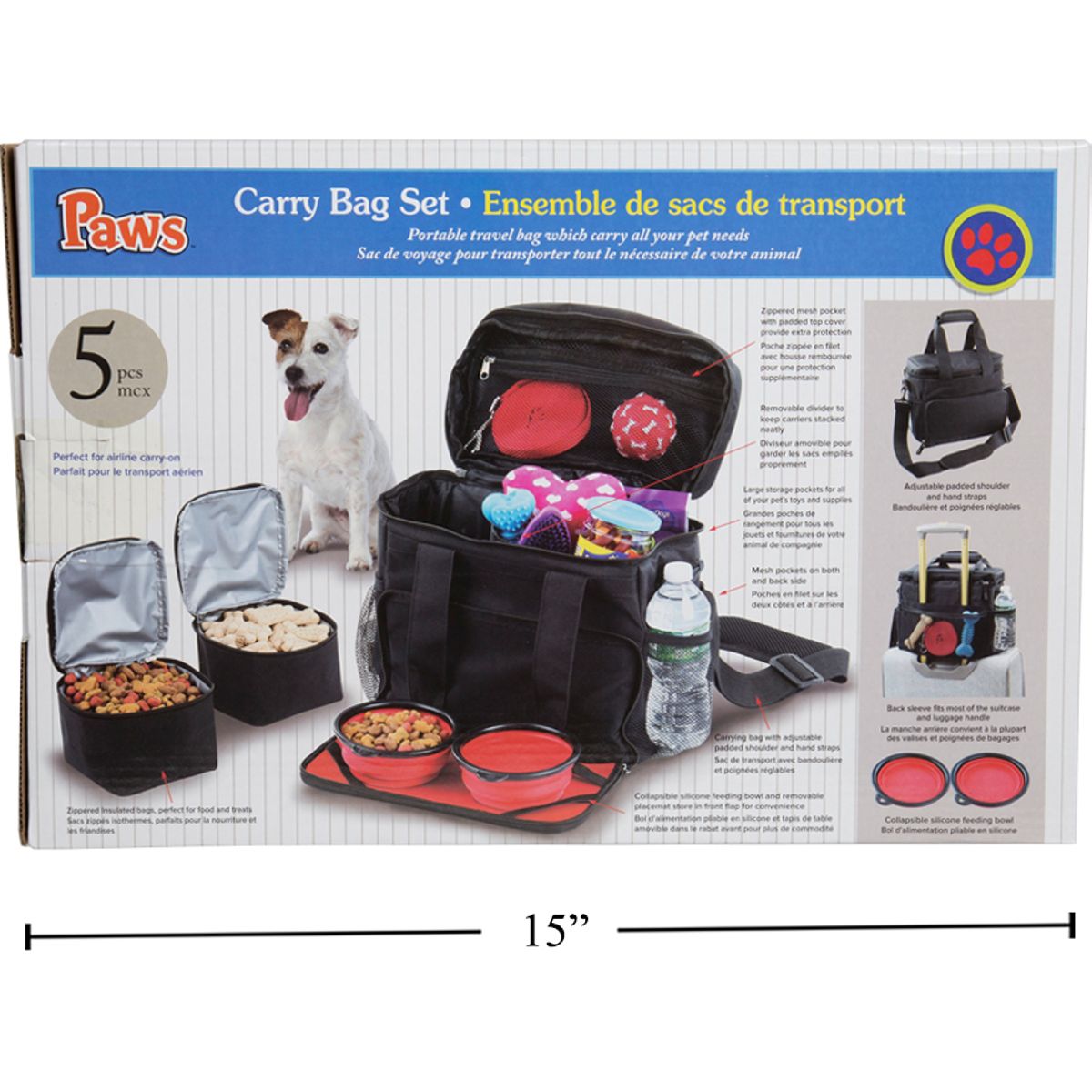 Juego de tazones para perros  en bolsa de transporte para viaje