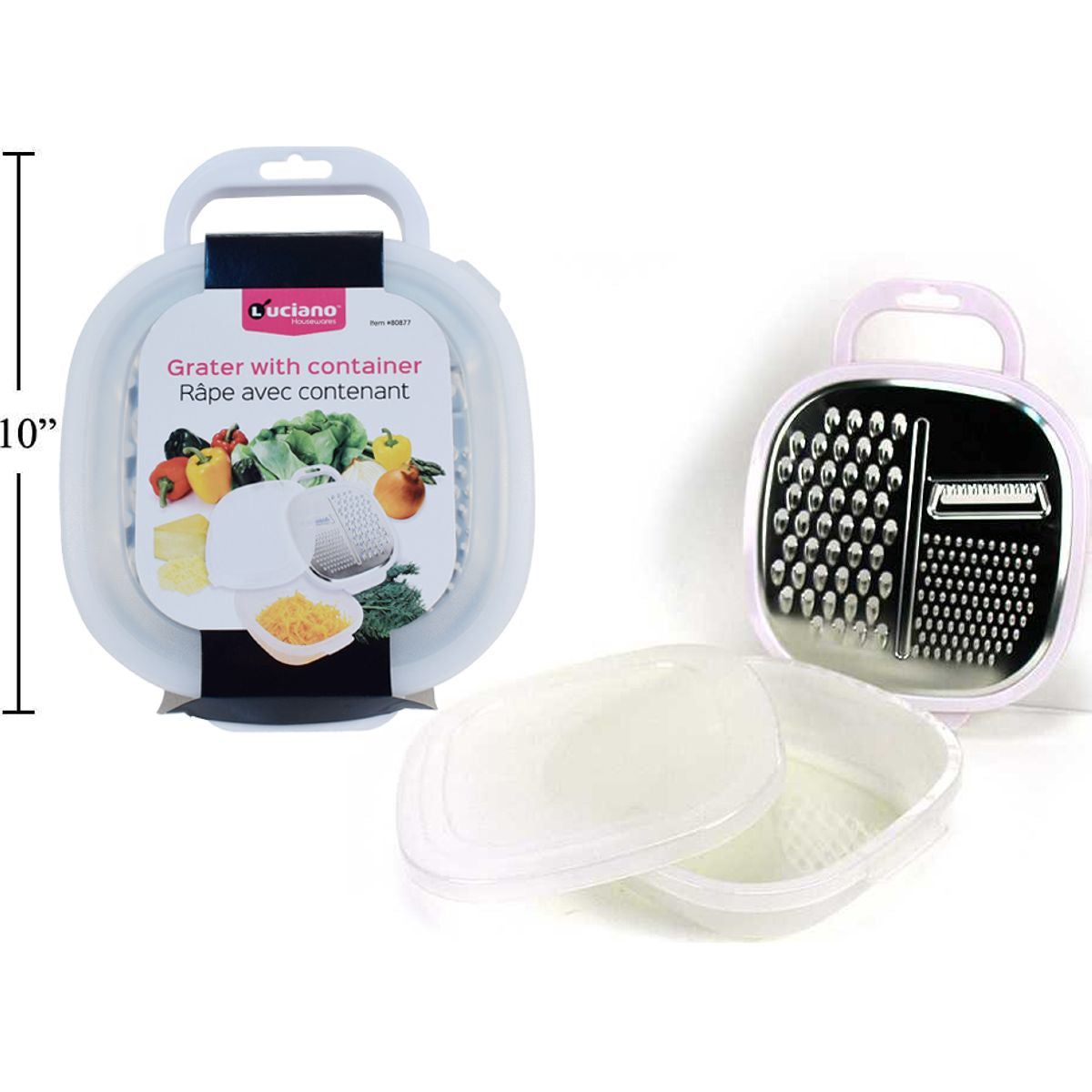 Rallador Luciano 9.7 "x 7.6" con contenedor, tarjeta de funda