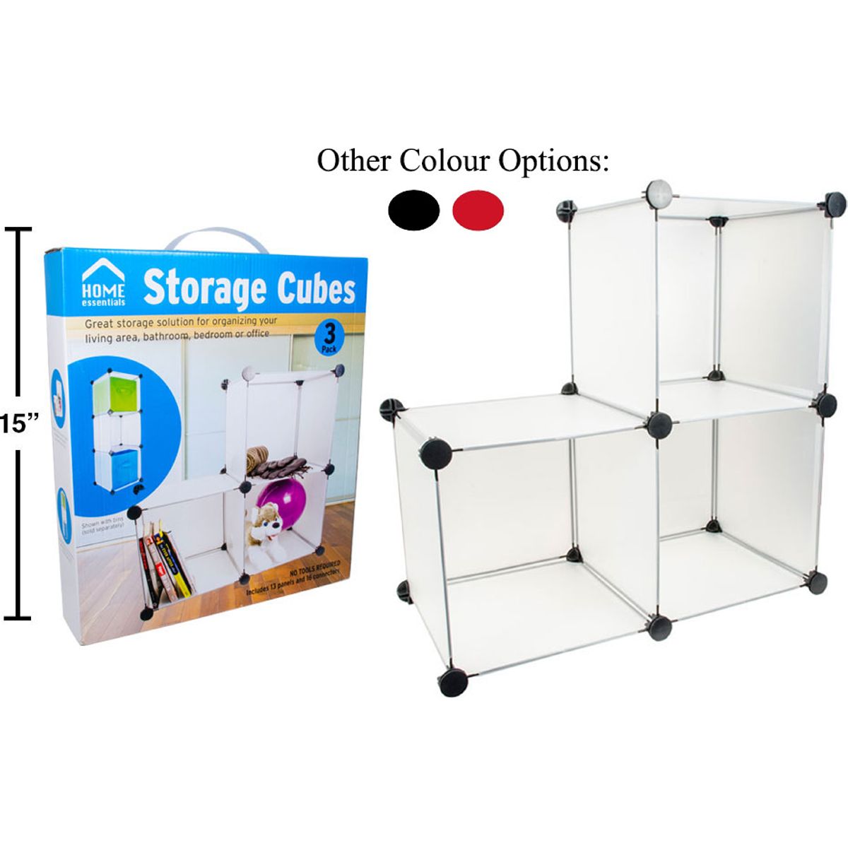 Organizador repisa 3 cubos estanteria de almacenamiento Tamaño del panel: 30 x 30 cm (colores variados)