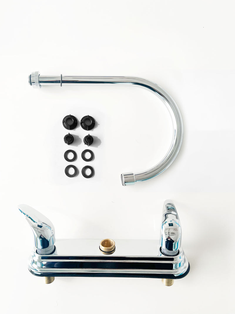 Grifo de fregador rigido 12" Mezclador con 2 manerales. NESSATI