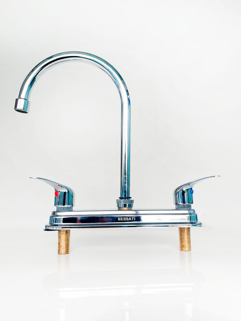 Grifo de fregador rigido 12" Mezclador con 2 manerales. NESSATI