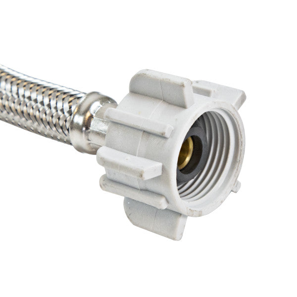 Tubo de abasto de acero inoxidable de 12" con llave de angulo para inodoros  3/8" x 7/8".