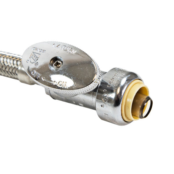 Tubo de abasto de acero inoxidable de 12" con llave de angulo para inodoros  3/8" x 7/8".