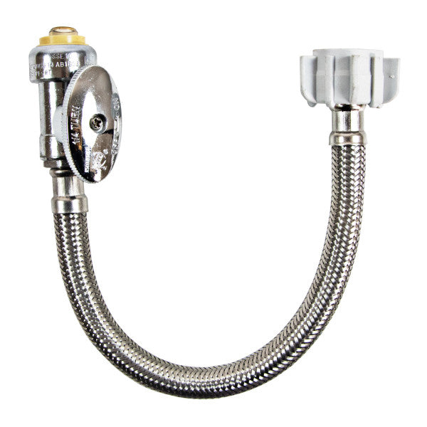 Tubo de abasto de acero inoxidable de 12" con llave de angulo para inodoros  3/8" x 7/8".