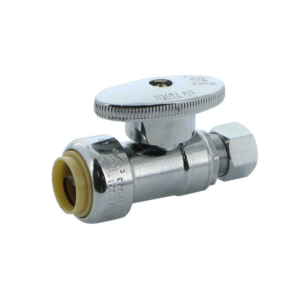 Llave recta de 1/2" x 3/8" con mango giratorio de 1/4" compress conector rapido Push-On