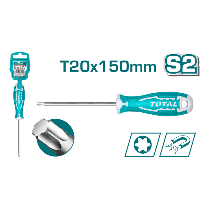 Destornillador Torx T20. Diam. 6.0 mm. Largo 150 mm.