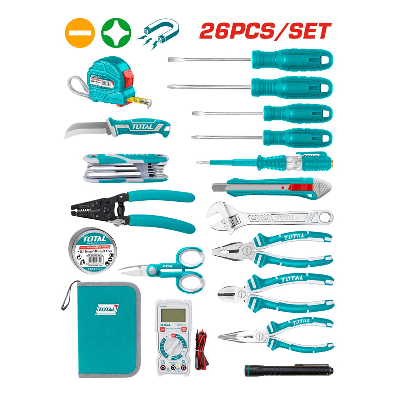 Juego 26 pcs herramientas de electricista, Especial diseñado para detección y reparación eléctrica