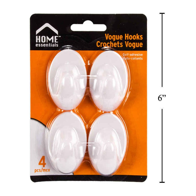 Ganchos de plástico pared Vogue de 4 piezas, autoadhesivos