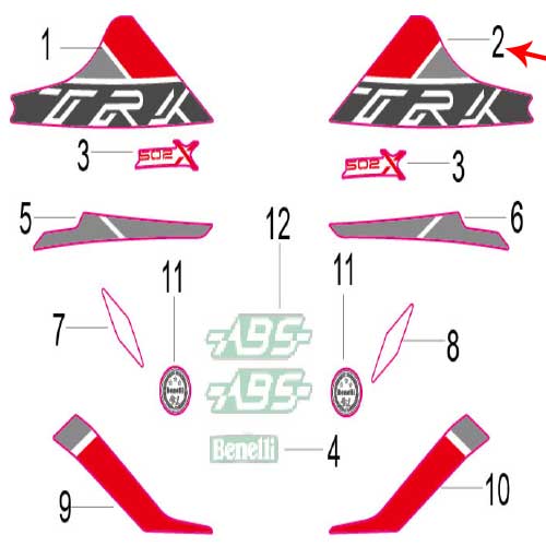 Calcomania TRK del panel protector delantero izquierdo (TRK502X)