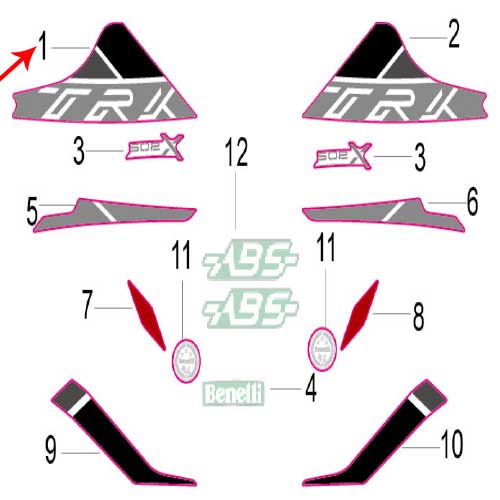 Calcomania TRK del panel protector delantero derecho (TRK502X)