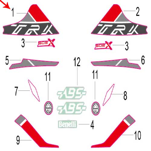 Calcomania TRK del panel protector delantero derecho (TRK502X)