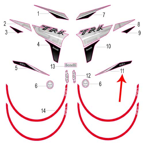Calcomania izquierda del covertor trasero (TRK251)