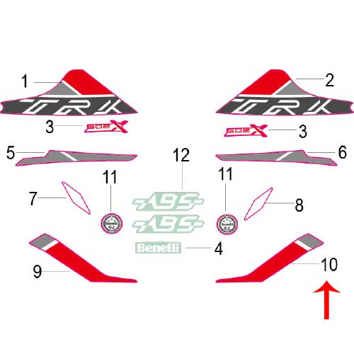 Calcomania izquierda del covertor trasero (TRK502X)