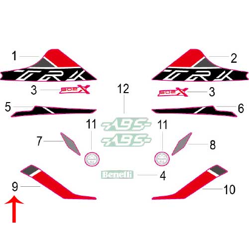 Calcomania derecha del covertor trasero (TRK502X)