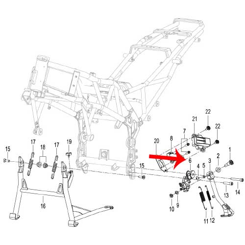Placa de montaje de caballete lateral (302S / LEONCINO500 / TRK502X / TNT600) (CODIGOS NUEVOS MO-REP-57405P280002 Y MO-REP-57005P280001)