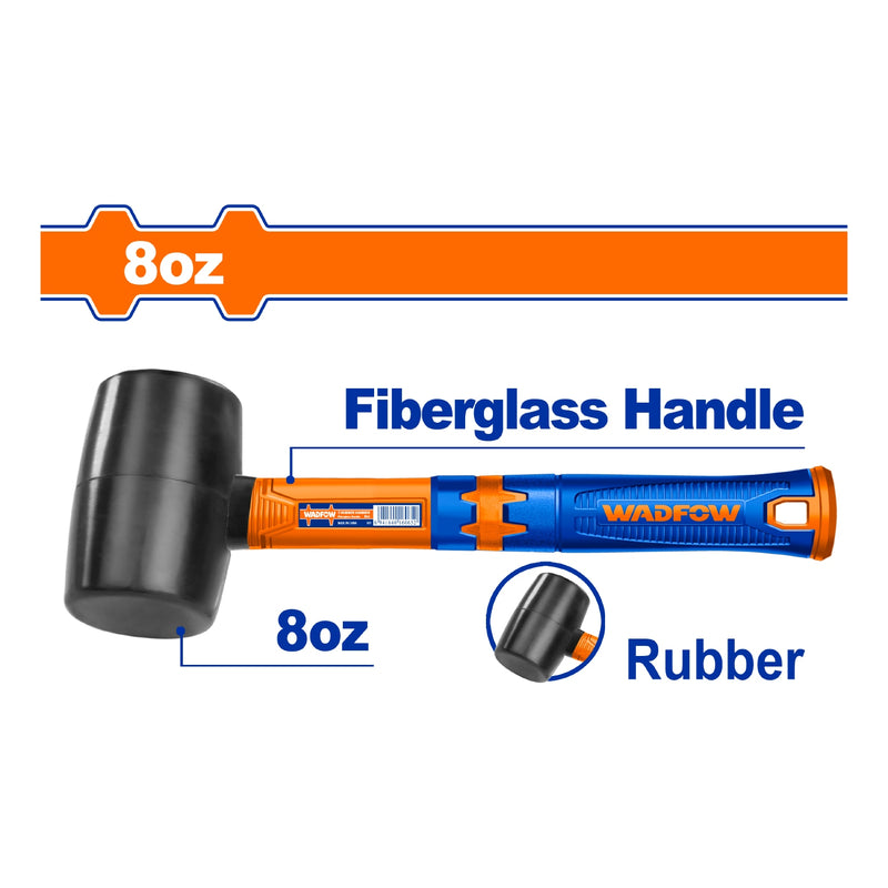 Martillo de Goma 8oz Cabeza de Martillo de Goma. No Produce Chispas. Mango de Fibra Vidrio.