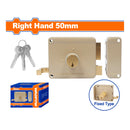 Cerradura de sobreponer para puertas. Cilindro Fijo. Lado Derecho de 50mm. Incluye 3 llaves.