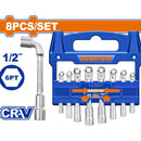 Llaves en L para sockets 1/2" de 6 piezas. Cr-V. Acero Industrial. Tratamiento térmico. (Juego)