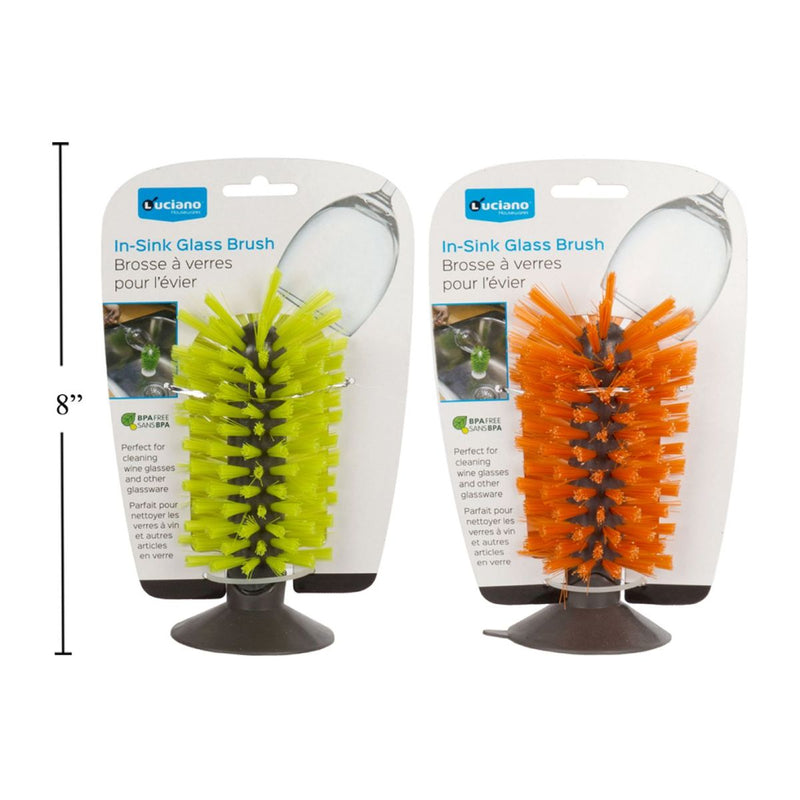 Cepillo para vasos fregadero con ventosas Luciano (1pza) (Viene en colores variados al azar)