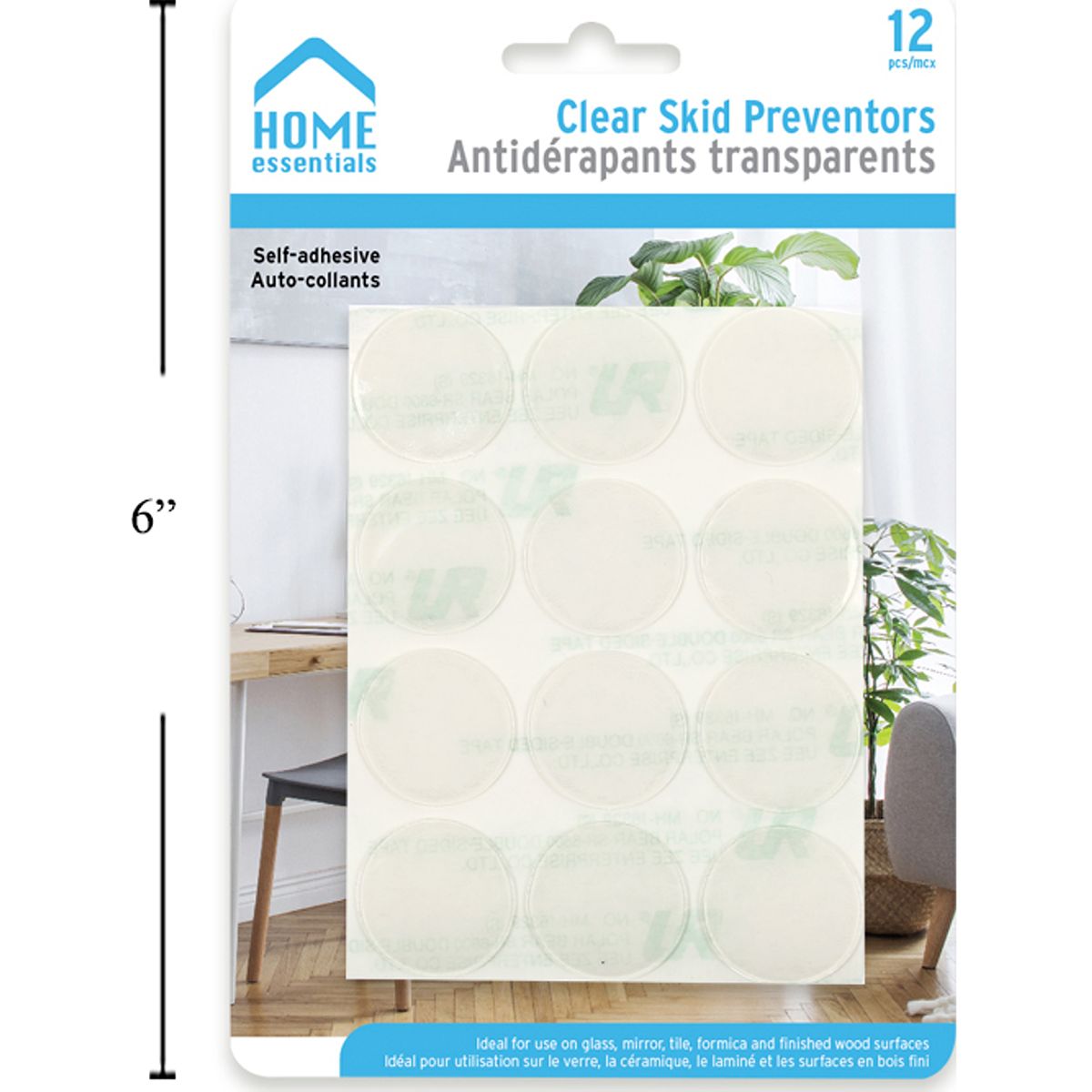 Preventores antideslizamiento de muebles de 12 piezas, 1 "de diámetro, caucho