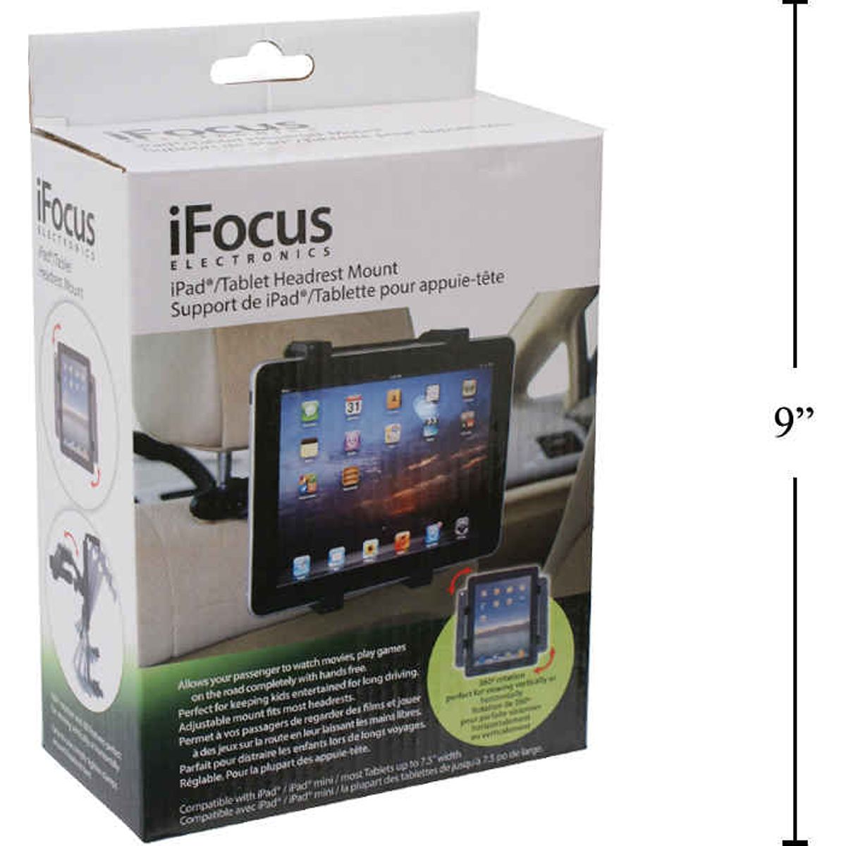 iFocus, soporte para reposacabezas para iPad / tableta, color negro