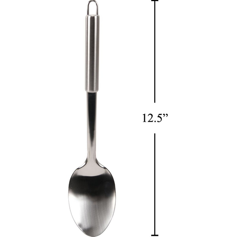 Luciano Cuchara maciza de 12.5 "L, acero inoxidable, etiqueta colgante