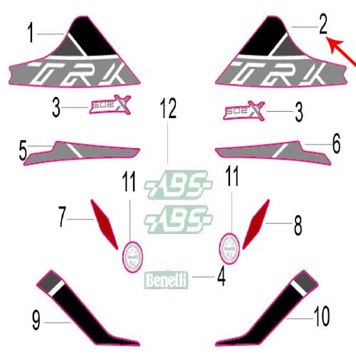 Calcomania TRK del panel protector delantero izquierdo (TRK502X)