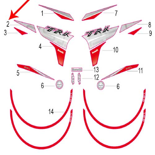 Calcomania I del covertor derecho del tanque de combustible (TRK251)