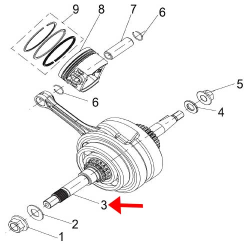 Eje de viela (K-BLADE125)