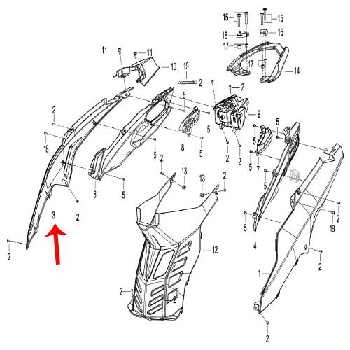 Panel lateral derecho azul con calcomanias (K-BLADE125)