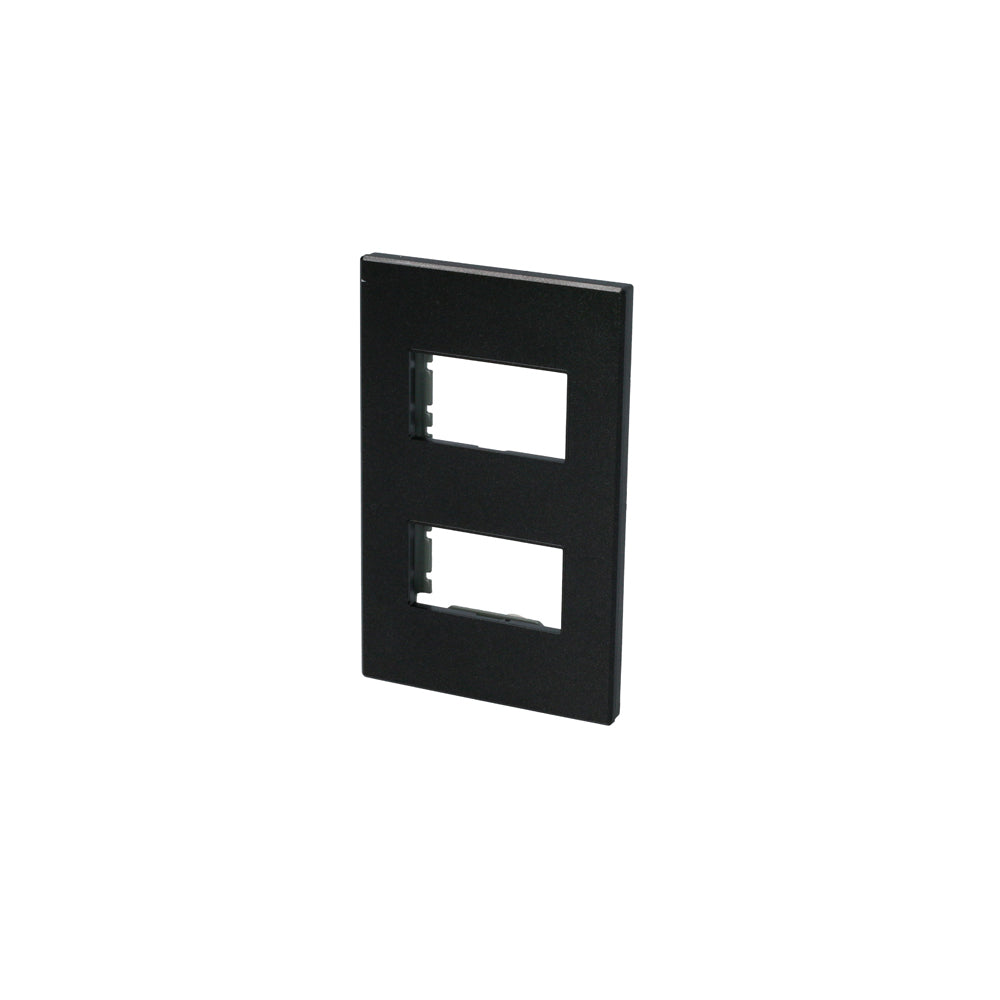 Placa para  Interuptotores/ enchufes 12 módulos negro 1/2 Surtek.