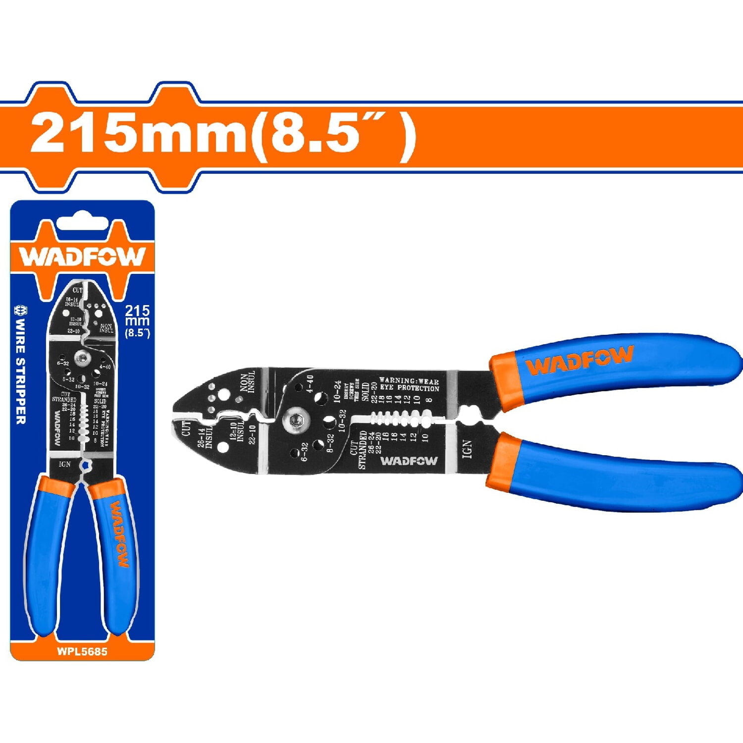 Pinza Pelacables 8.5"(215mm) para cables eléctricos. Pela 7 tipos de alambre y corta tornillos.