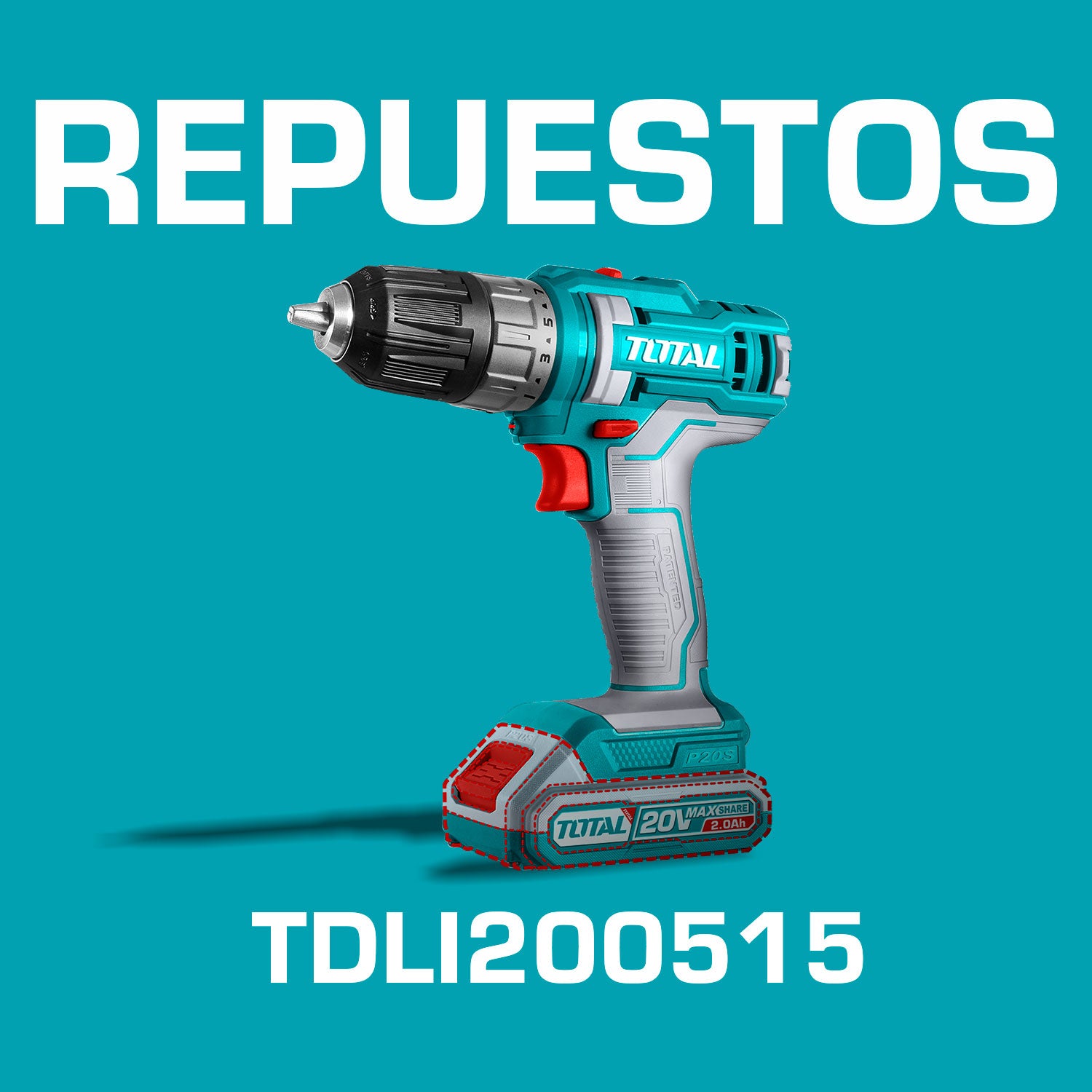 Repuestos Taladro Inalámbrico 20V de 3/8" 45Nm 0-1500rpm. Codigo TDLI200515