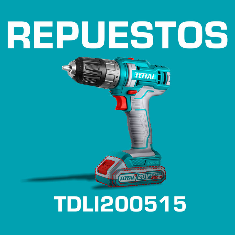 Repuestos Taladro Inalámbrico 20V de 3/8" 45Nm 0-1500rpm. Codigo TDLI200515