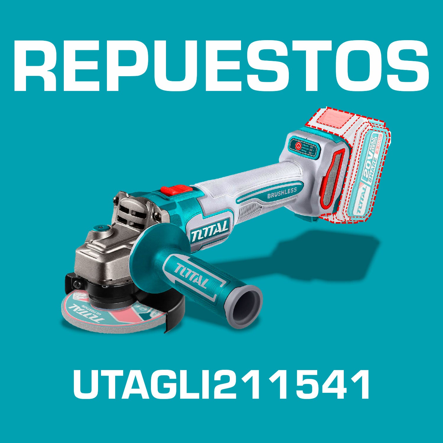 Repuestos Esmeril angular flexible 4 1/2" 20V inalambrica. Codigo UTAGLI211541